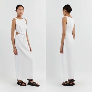 DISSH Leilani White Linen Cutout Midi Dress US 8